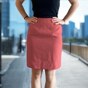 Women SKIRT Vintage DANA BUCHMAN Dusty Red Silk Skirt Knee Length Pencil Skirt